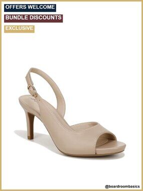Women's Slingback Pump Faux Leather Open Toe 3 Inch Heel